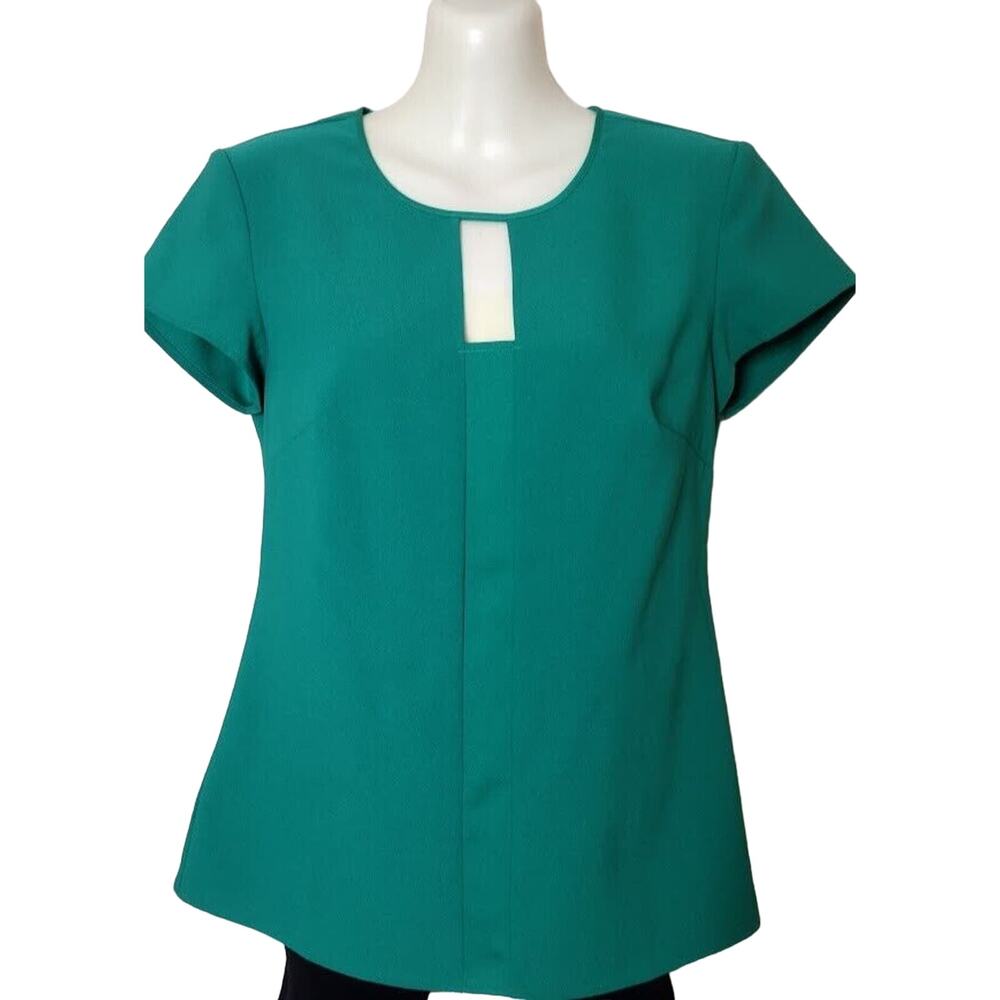 Ann Taylor Short Sleeve Top,‎ Sz 0, Kelly Green w/Peep Hole, NWT